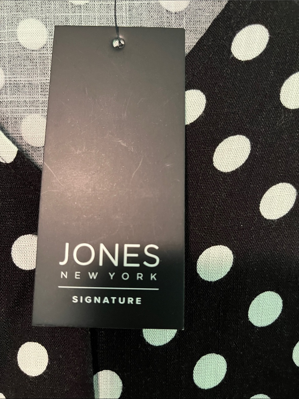 Jones New York Black & White Polka Dot V-Neck Blouse - Picture 3 of 4